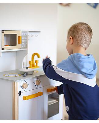 Tryco Baby Wooden Toy Kitchen - White/Gold - Non-toxic Water Paints - 3+ Years Toy Kitchens
