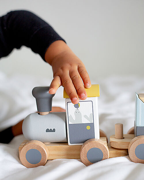 Tryco Baby Wooden Toy Train - 11 Pieces - 18+ m Wooden Toy Cars, Trains & Trucks