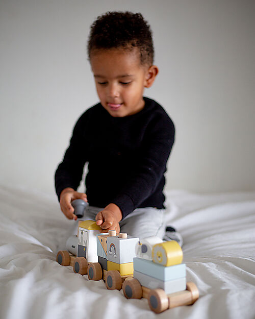 Tryco Baby Wooden Toy Train - 11 Pieces - 18+ m Wooden Toy Cars, Trains & Trucks