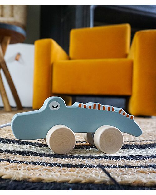 Tryco Baby Wooden Trolling Toy - Crocodile - Encourages Movement - 10+ m Pull Toys