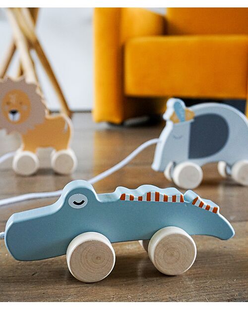 Tryco Baby Wooden Trolling Toy - Crocodile - Encourages Movement - 10+ m Pull Toys