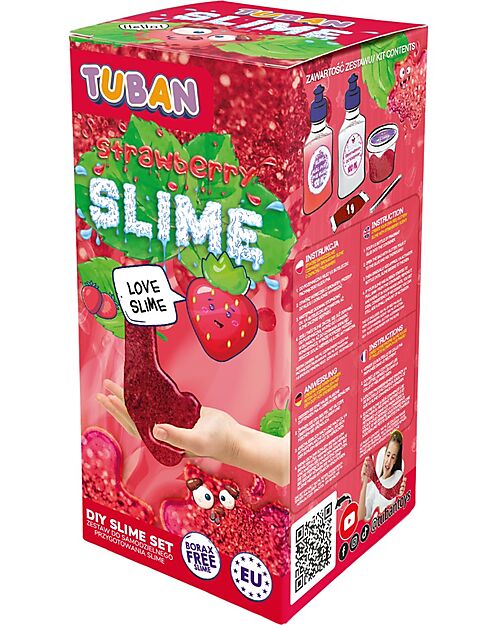 Tuban DIY Slime Kit - Strawberry - Scented and Sparkly with Mineral Glitter - 6+ Years Sensory Games_