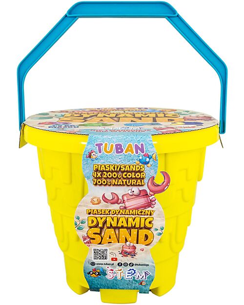 Tuban Dynamic Sand Set - 5 Colours with Bucket and 4 Moulds - 1.5 kg - 3+ years Sensory Games_