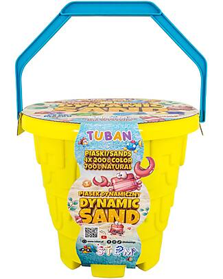 Tuban Dynamic Sand Set - 5 Colours with Bucket and 4 Moulds - 1.5 kg - 3+ years Sensory Games_