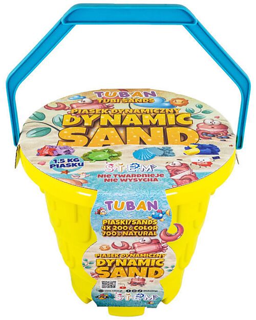 Tuban Dynamic Sand Set - 5 Colours with Bucket and 4 Moulds - 1.5 kg - 3+ years Sensory Games_
