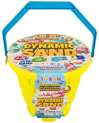 Tuban Dynamic Sand Set - 5 Colours with Bucket and 4 Moulds - 1.5 kg - 3+ years Sensory Games_