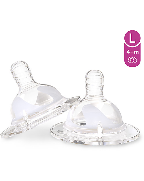 Twistshake 2 Anti-Colic Silicone Teats for Twistshake Baby Bottle, L 4+m - BPA free Baby Bottles