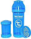 Twistshake Anti-Colic Baby Bottle 260 ml Teat M, Blue Cookiecrumb - Includes formula container and mixing net. BPA, BPS and BPF-free! Baby Bottles