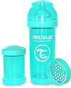 Twistshake Anti-Colic Baby Bottle 260 ml Teat M, Turquoise Sleepyhead - Includes formula container and mixing net. BPA, BPS and BPF-free! Baby Bottles