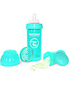 Twistshake Anti-Colic Baby Bottle 260 ml Teat M, Turquoise Sleepyhead - Includes formula container and mixing net. BPA, BPS and BPF-free! Baby Bottles