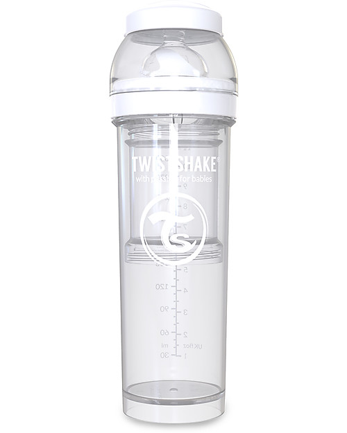 Twistshake Anti-Colic Baby Bottle 330 ml Teat L, White Diamond - Includes formula container and mixing net. BPA, BPS and BPF-free! Baby Bottles