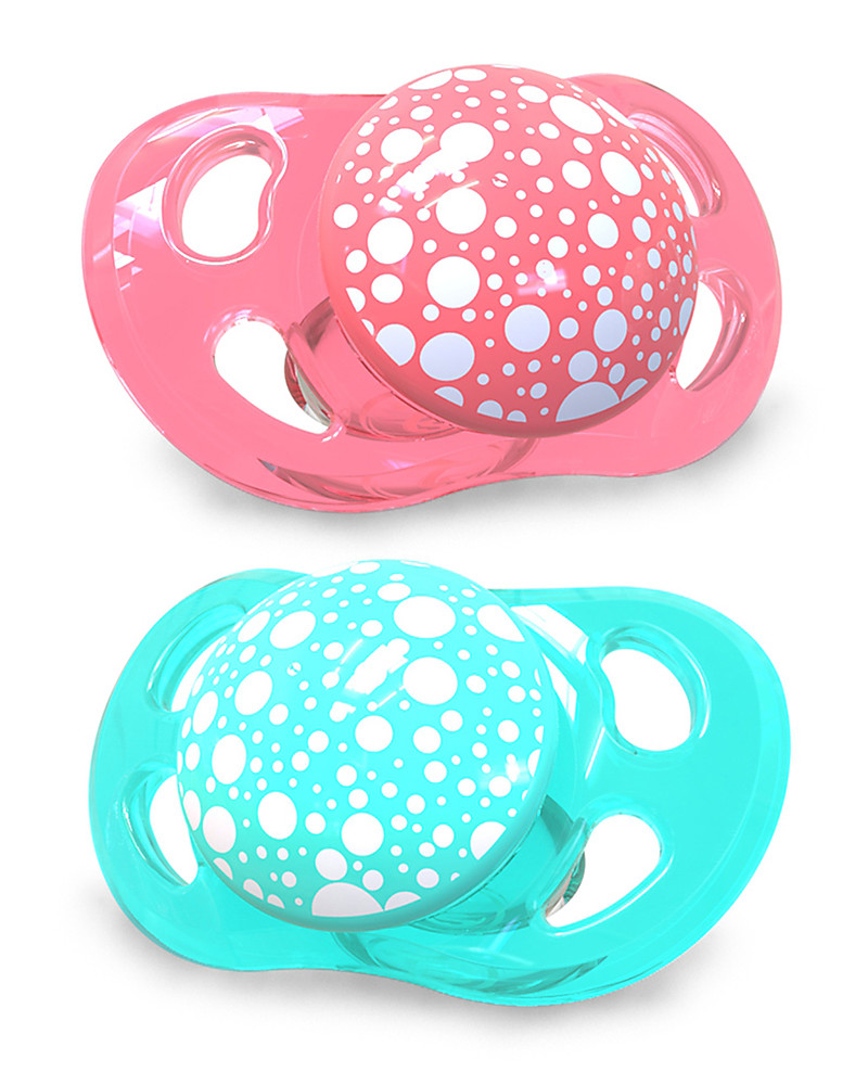 Twistshake Orthodontic Pacifiers (Pack of 2) 0-6 months, Peach & Turquoise  - Extra-soft silicone, BPA-free! unisex (bambini)