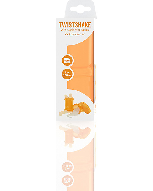 Twistshake Set of 2 Containers Orange Sunbeam for Baby Formula or Snacks 100 ml - Compatible with all Twistshake Baby Bottles, BPA free! Thermal Containers