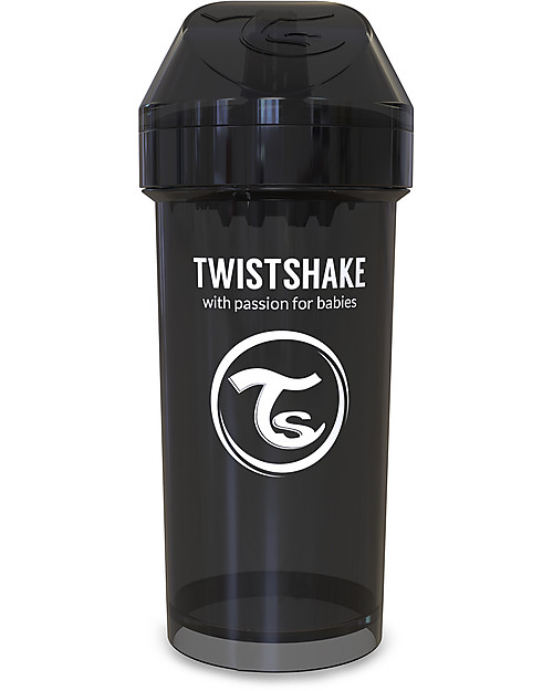 Twistshake Spill-Free Kid Bottle Fruit Splash with Fruit Mixer, 360 ml, Black Superhero - BPA, BPS and BPF-free! Non-Thermal Water Bottles