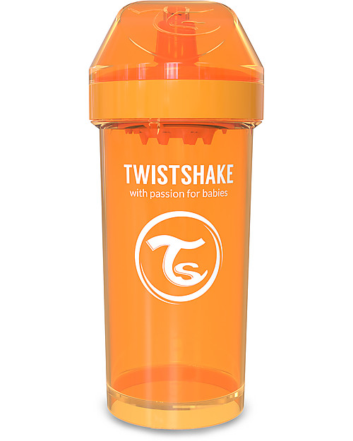 Twistshake Spill-Free Kid Bottle Fruit Splash with Fruit Mixer, 360 ml, Orange Sunbeam - BPA, BPS and BPF-free! Non-Thermal Water Bottles