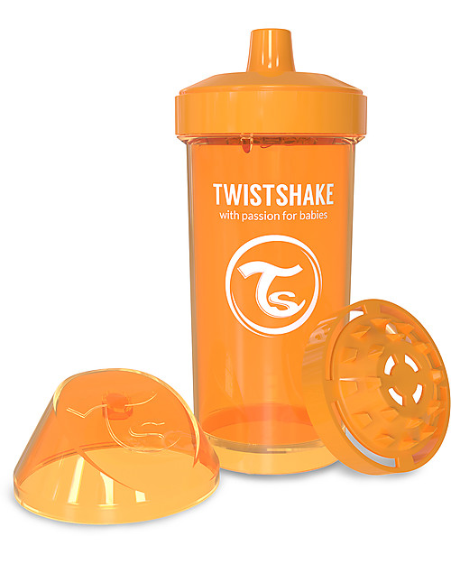 Twistshake Spill-Free Kid Bottle Fruit Splash with Fruit Mixer, 360 ml, Orange Sunbeam - BPA, BPS and BPF-free! Non-Thermal Water Bottles