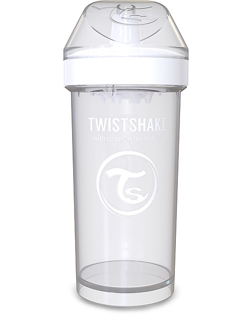 Twistshake Spill-Free Kid Bottle Fruit Splash with Fruit Mixer, 360 ml, White Diamond - BPA, BPS and BPF-free! Non-Thermal Water Bottles