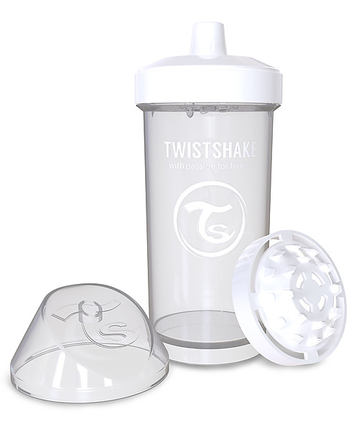 Twistshake Spill-Free Kid Bottle Fruit Splash with Fruit Mixer, 360 ml, White Diamond - BPA, BPS and BPF-free! Non-Thermal Water Bottles