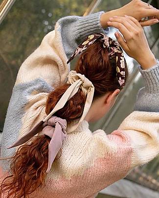 UL&KA Scrunchie with tail - Ladyrosa Navy - 100% Organic Cotton Hair Accessories