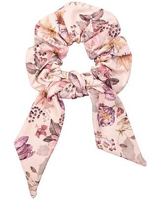 UL&KA Scrunchie with tail - Pinkie flowers - 100% Organic Cotton Hair Accessories
