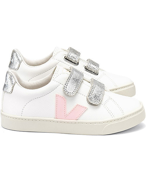 Veja Esplar Velcro Sneakers - Extra White Petale Silver - Style Technology and a Green Soul Sneakers