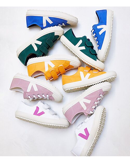 Veja Flip Sneakers - Canvas Babe Pierre - Pink/White - Elastic Laces Sneakers