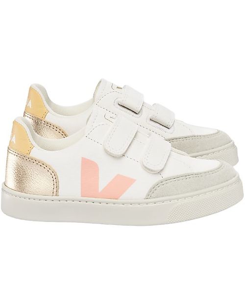 Veja Small V-12 Velcro Chromefree Sneakers - Extra White Multicolor Platine Sneakers