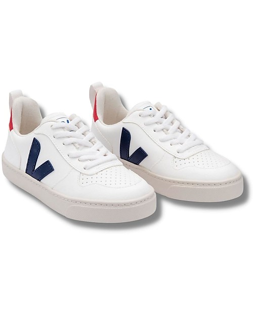 Veja V-10 Laces CWL Sneakers - White Cobalt Pekin - Style and Technology with a Green Soul Sneakers