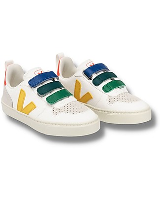 Veja V-10 Velcro Chromefree Leather Sneakers - Multico ExtraWhite Ouro - Style and Technology with a Green Soul Shoes