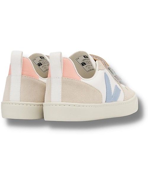 Veja V-10 Velcro Chromefree Leather Sneakers - Multico ExtraWhite Steel - Style and Technology with a Green Soul Sneakers