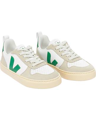 Veja V-10 Velcro Chromefree Leather Sneakers - Multico ExtraWhite Steel - Style and Technology with a Green Soul Sneakers