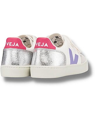 Veja V-12 Velcro Chromefree Leather Sneakers - ExtraWhite Multico Silver - Style and Technology with a Green Soul Shoes