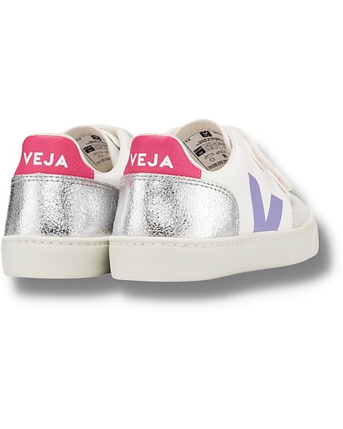 Veja V-12 Velcro Chromefree Leather Sneakers - ExtraWhite Multico Silver - Style and Technology with a Green Soul Sneakers