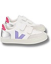 Veja V-12 Velcro Chromefree Leather Sneakers - ExtraWhite Multico Silver - Style and Technology with a Green Soul Sneakers