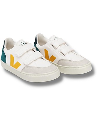 Veja V-12 Velcro Chromefree Leather Sneakers - Multico ExtraWhite Brittany - Style and Technology with a Green Soul Sneakers