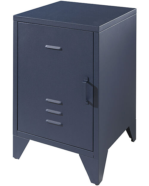 Vipack Bronxx Nightstand - Matt Denim Blue - 40 x 40 x 60,5 cm - in Metal Bedside Tables