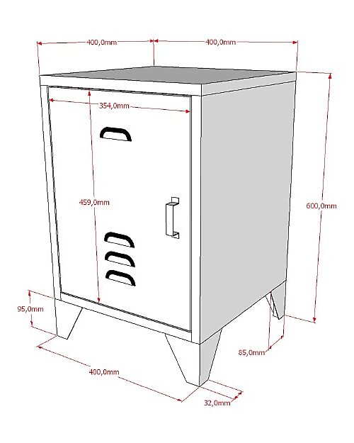 Vipack Bronxx Nightstand - Matt Denim Blue - 40 x 40 x 60,5 cm - in Metal Bedside Tables