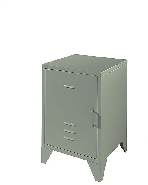 Vipack Bronxx Nightstand - Matt Olive Green - 40 x 40 x 60,5 cm - in Metal Bedside Tables
