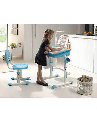 Vipack Comfortline Desk + Chair - Blue - Plastic and Metal Desks