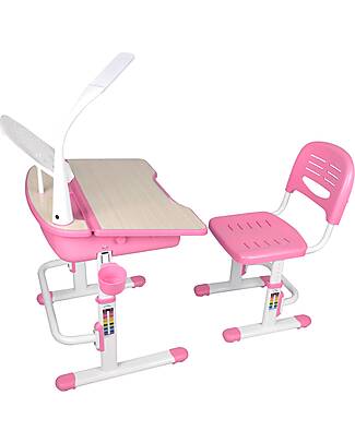 Vipack Comfortline Desk + Chair - Pink - Plastic and Metal Desks