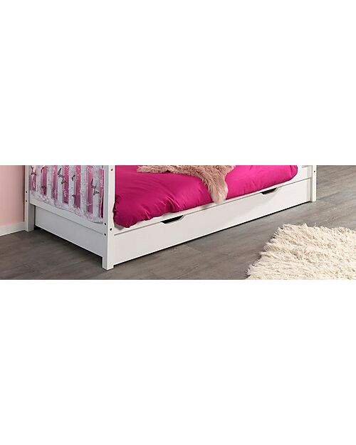 Vipack Dallas Bed Drawer - White - 198,5 x 94 x 19 cm - Solid Pine Single Bed