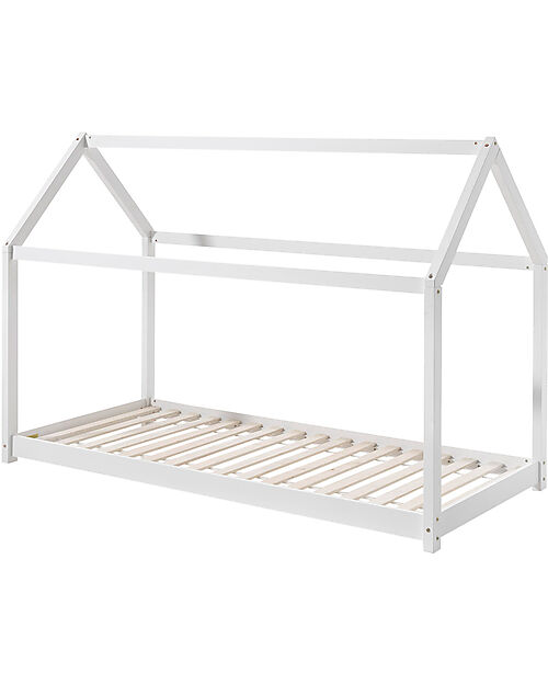 Vipack Montessori Bed Cabane - Solid Pine Wood - 90 x 200 cm - Slats Included - White Montessori Beds