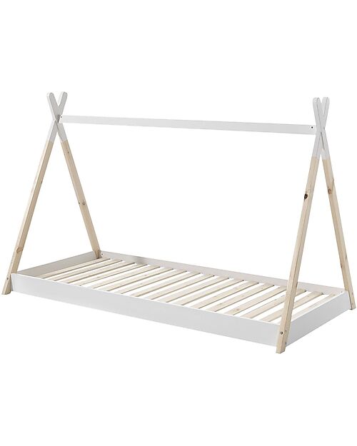 Vipack Montessori Bed Tipi Solid Pine Wood - 90 x 200 cm - Slats Included - White Montessori Beds