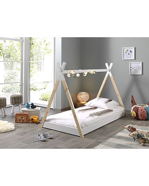Vipack Montessori Bed Tipi Solid Pine Wood - 90 x 200 cm - Slats Included - White Montessori Beds