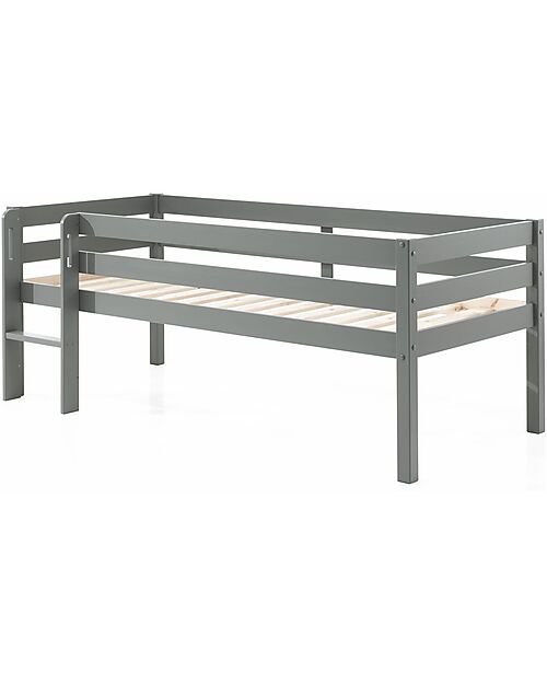 Vipack Pine Intermediate Bed - Gray - 90 x 200 cm - Solid Wood - with Slats Included Single Bed