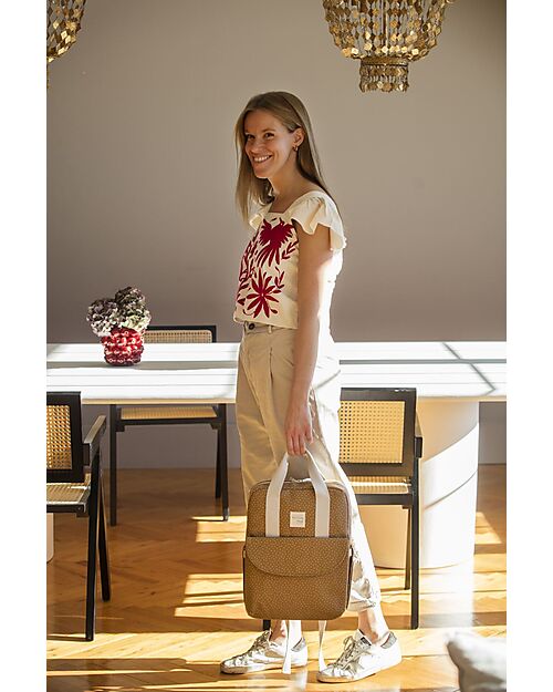 Walking Mum Backpack Bag for Diapers - Poppy - Cinnamon Polka Dots