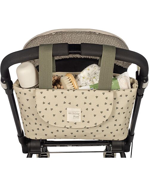 Walking Mum Stroller Organizer Bag - Poppy - Moss Hearts Organize and Bags