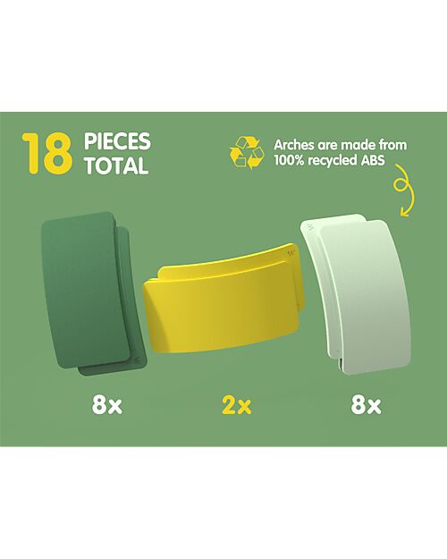 Waytoplay Arches - Creative Set - 18 Pieces - Recycled Plastic - for Open-Ended Games - +3 years Wooden Toy Cars, Trains & Trucks
