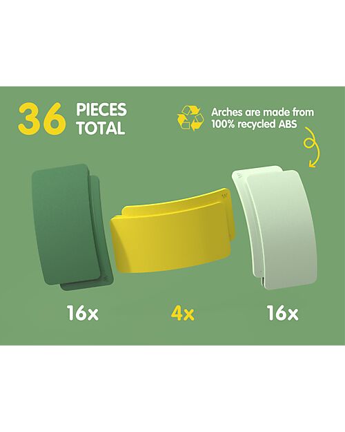 Waytoplay Arches - Creative Set - 36 Pieces - Recycled Plastic - for Open-Ended Games - 3+ anni Wooden Toy Cars, Trains & Trucks