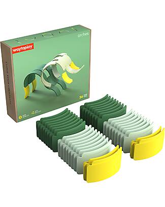 Waytoplay Arches - Creative Set - 36 Pieces - Recycled Plastic - for Open-Ended Games Wooden Toy Cars, Trains & Trucks